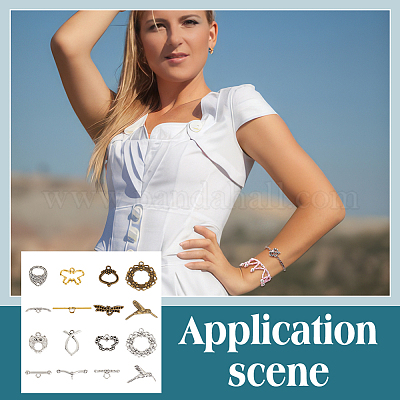 48 шт. 8 стиля тибетский стиль сплав застежка тогл со стразами FIND-PH0020-10-1