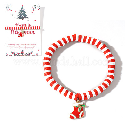 Элегантные рождественские браслеты ручной работы из полимерной глины heishi с бусинами MV9996-37-1