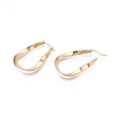 Серьги-кольца из латуни с аркой EJEW-T047-108G-1