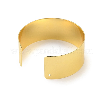 Латунные простые широкие браслеты-манжеты BJEW-D039-03G-1