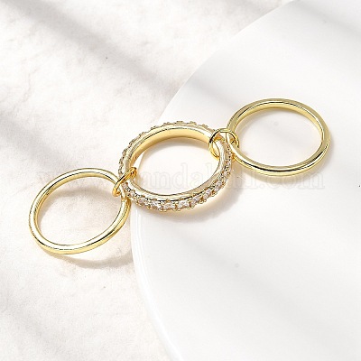 Латунные микро проложить пальцев кольца кубического циркония RJEW-P166-01A-G-1