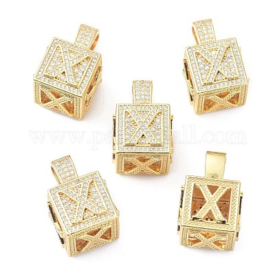 Кулоны из латуни с микропейвом и прозрачным фианитом ZIRC-O045-01G-X-1