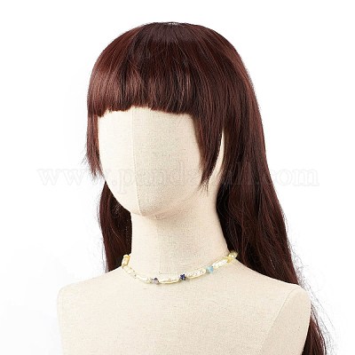 Ожерелье из бисера из искусственного жемчуга и натуральных смешанных драгоценных камней для женщин NJEW-JN03919-1