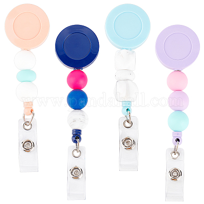 Wholesale OLYCRAFT 4Pcs Silicone Badge Reels Retractable ID Badge