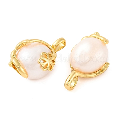 Подвески из латуни и натурального жемчуга с покрытием стойки KK-H486-17G-1