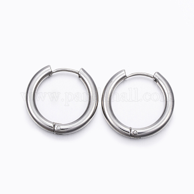 Серьги-кольца Huggie Hoop из нержавеющей стали 202 EJEW-F111-18mm-P01-1