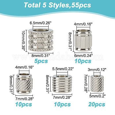 55 шт. 5 бусины из нержавеющей стали 202 и европейские бусины STAS-AR0002-19-1