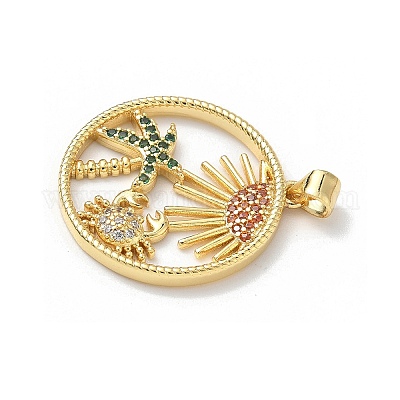 Латунные микро проложить кубического циркония подвески KK-P330-07A-G-1