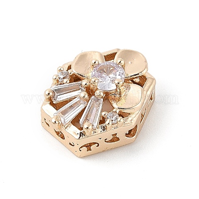 Латунные микро проложить кубического циркония бусы KK-K297-28G-01-1