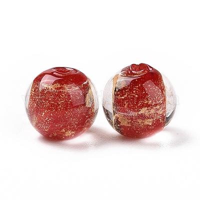 Бусины ручной работы золотой фольги стекла LAMP-C004-03B-1