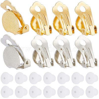 Lot De 60 Boucles D'oreilles à Clip En Acier Inoxydable - Plateaux Ronds Dorés Et Argentés - Pour Oreilles Non Percées, Bijoux DIY - 4