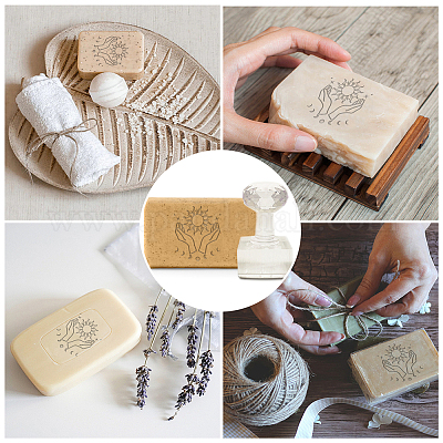 CRASPIRE Handmade Soap Stamp Sun Hands Acrylic Soap Stamp with 1.57  Removable Handle Embossing Soap Stamps Soap Making for Cookie Clay Pottery