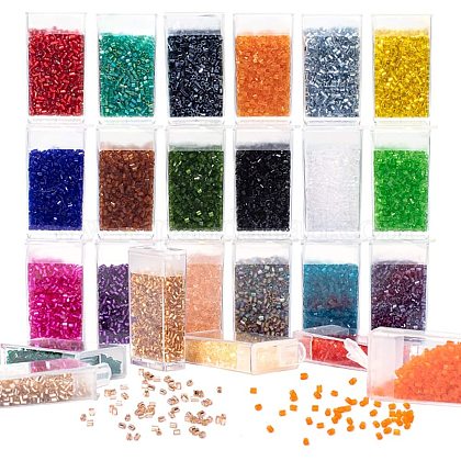 PandaHall 24 Color Tube Glass Seed Beads SEED-PH0012-22-1
