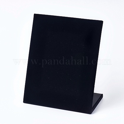 ビロードのイヤリングディスプレイ  L字型のイヤリングディスプレイスタンド  ブラック  20.2x10x24.5cm EDIS-WH0001-02-1