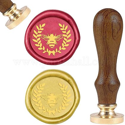 SUPERFINDINGS Retro Wax Seal Stamp Bee Scrapbook Brass Vintage Stamps and Wood Handle for Letter Wedding Party Gift Packing AJEW-WH0131-133-1