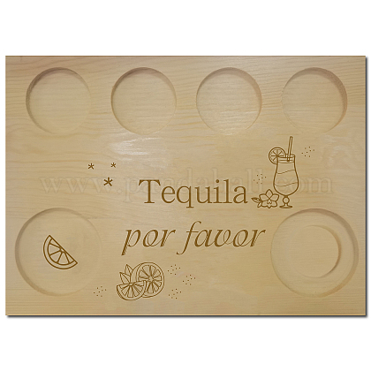 Creatcabin tagliere in legno per tequila con bordo salato set di  bicchierini da liquore porta vassoio