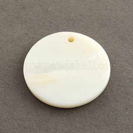Flat Round Sea Shell Charms SSHEL-R025-15mm-1