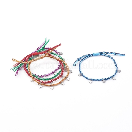 Bracelets de perles de nylon tressés réglables BJEW-JB06058-1