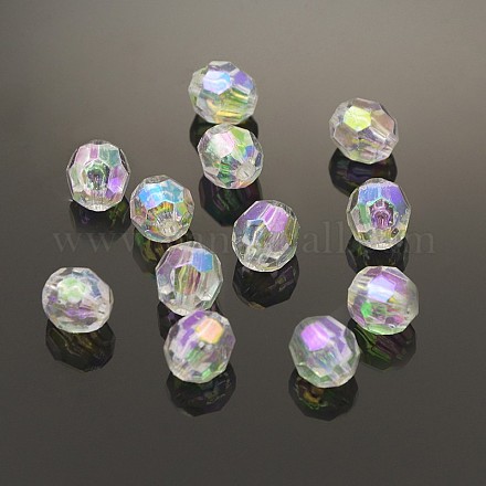 AB Color Plated Clear AB Transparent Acrylic Round Beads X-TACR-PL642-8mm-22-1