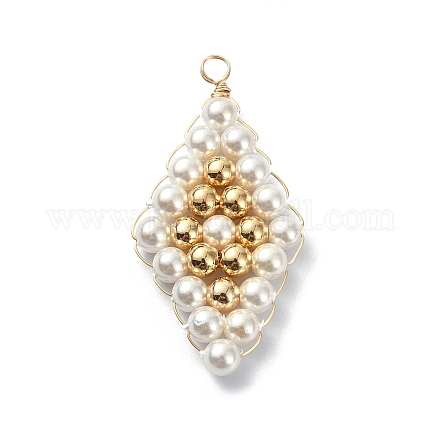 Grade A pendentifs en perles de nacre rondes PALLOY-JF02074-1