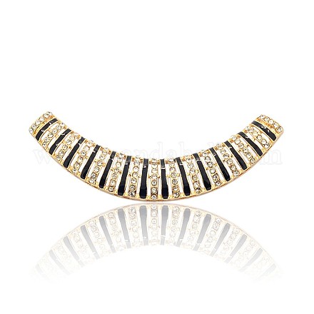 Ton doré alliage strass émail courbe perles tubulaires RB-J265-01G-1