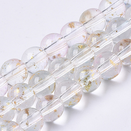 Chapelets de perles en verre peinte par pulvérisation transparent GLAA-N035-03B-B07-1