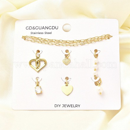 Комплекты круглых подвесок и браслетов с кубическим цирконием и ракушечным жемчугом в форме сердца SJEW-Q002-02G-1