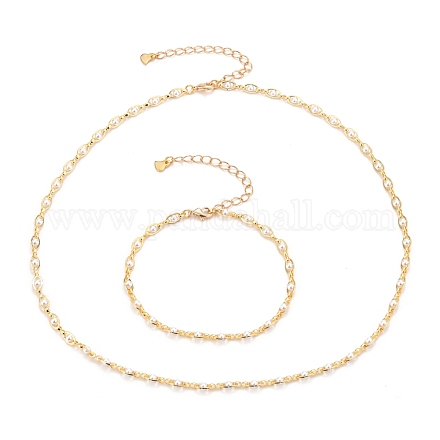 Ensembles de bijoux de chaînes de perles faites à la main en laiton SJEW-JS01144-1