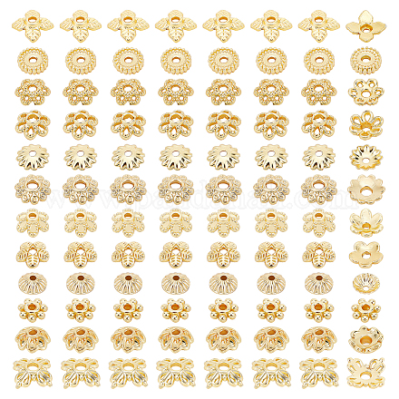 PandaHall 144pcs 24K Gold Plated Flower Bead Caps DIY-PH0009-26-1