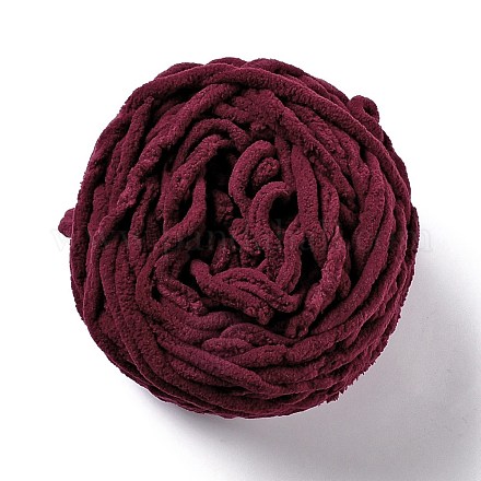 柔らかいかぎ針編みの糸  スカーフ用の太い編み糸  バッグ  クッション作り  暗赤色  7~8mm  65.62ヤード（60m）/ロール OCOR-G009-03M-1