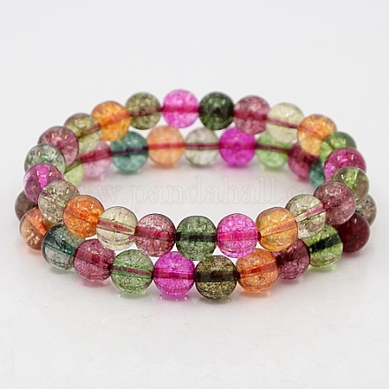 Synthetic & Dyed Crackle Quartz Beaded Stretch Bracelets BJEW-F046-01-8mm-1