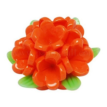 27x15MM Orange Red Flower Opaque Resin Cameo Cabochons for Jewelry Making X-CRES-B1095-A72-1