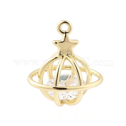 Латунные микропаве прозрачные кубические циркониевые подвески KK-K371-32G-1