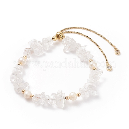 Puces de cristal de quartz naturel et bracelet coulissant perlé BJEW-JB08334-05-1