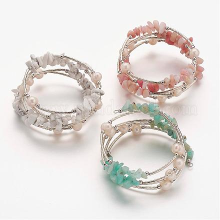 Wrap bracelets de pierres précieuses naturelles BJEW-JB02656-1