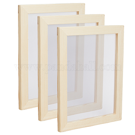 SUPERFINDINGS 3PCS Wood Paper Making Frame 30X20.1cm Screen Tools Blanched Almond Wooden Paper Making Ancient Rectangle Paper Making Moulds Frame for DIY Paper Craft DIY-WH0349-121C-1
