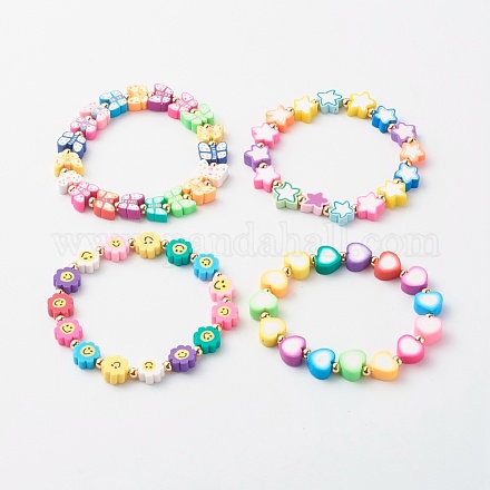 Bracelets en perles de pâte polymère faites main BJEW-JB06560-1
