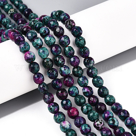 Окрашенные природные белый нефрит бисер пряди G-T139-6mm-60-20-1