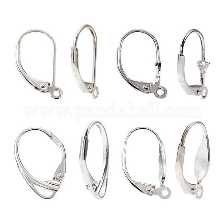 Bijoux pandahall 4 paires 4 style 925 accessoires de boucles d'oreilles à levier en argent sterling FIND-PJ0001-30-1