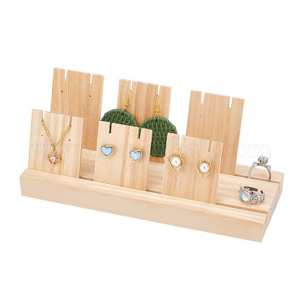 PH PandaHall Earring Holder Jewelry Display Wood Earring Necklace Stands with 6pcs Earring Cardboard Wood Earring Display Stands for Selling Earring Showing Jewelry Displaying Business Card EDIS-WH0029-20A-1