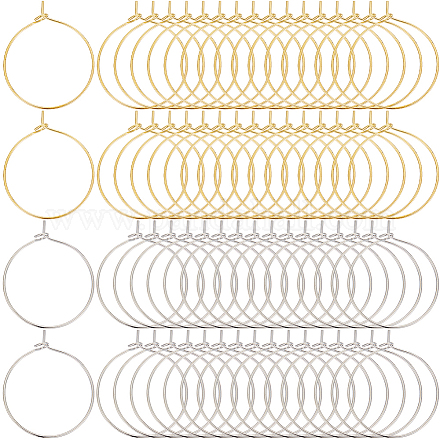 200 шт. 2-х цветные латунные кольца-подвески для бокалов вина KK-SP0001-32B-1