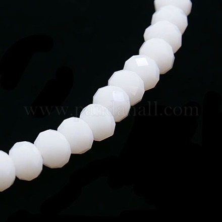 Chapelets de perles en verre à facettes opaques de couleur unie X-EGLA-J047-4x3mm-01-1