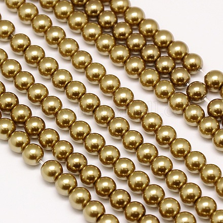 Brins de perles rondes en verre teinté écologique HY-A002-10mm-RB060-1