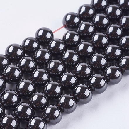 Magnetic Synthetic Hematite Beads Strands X-G-Q893-8mm-1