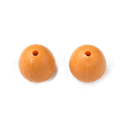 不透明なアクリルビーズ  多面カット  ティアドロップ  オレンジ  15x14.5mm  穴：2mm  約243個/500g MACR-S373-10A-A07-1