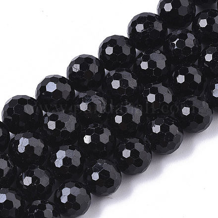 Chapelets de perles en tourmaline noire naturelle G-R460-006-1