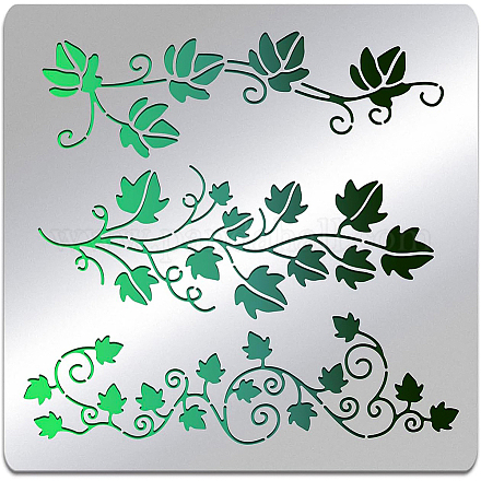 Stencil da disegno riutilizzabile in acciaio inossidabile con motivo a foglie benecreat DIY-WH0279-085-1