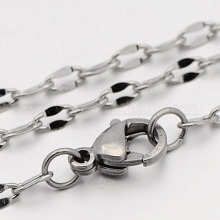 304 Stainless Steel Dapped Cable Chain Necklaces STAS-O053-05P-1