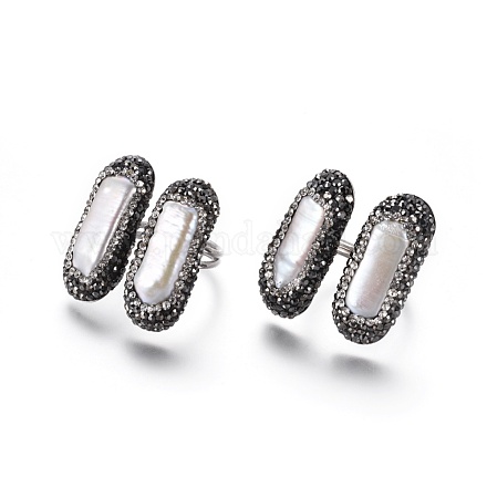 (venta de fábrica de fiestas de joyería) anillos de dedo ajustables con rhinestone de arcilla polimérica RJEW-K229-D02-1