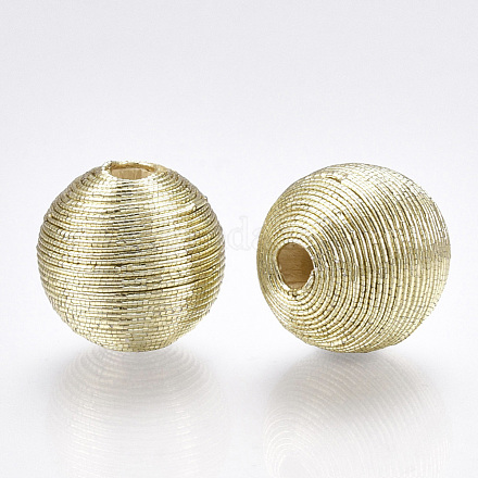 Perline di legno ricoperte con filo di poliestere WOVE-S117-20mm-04-1